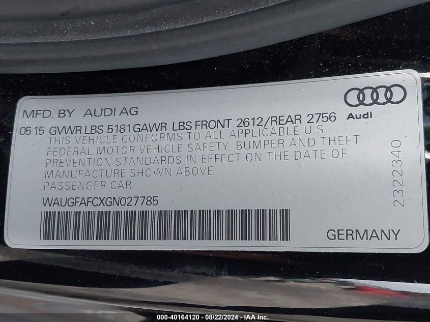 2016 AUDI A6 2.0T PREMIUM PLUS - WAUGFAFCXGN027785