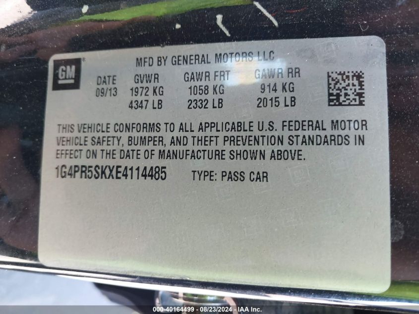 2014 Buick Verano Convenience Group VIN: 1G4PR5SKXE4114485 Lot: 40164499