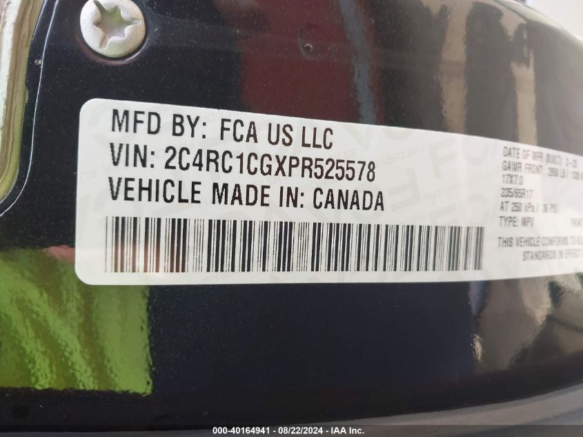 2023 Chrysler Voyager Lx VIN: 2C4RC1CGXPR525578 Lot: 40164941