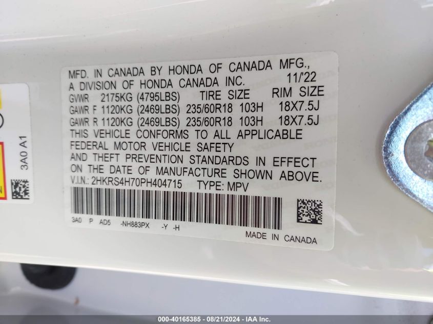 2HKRS4H70PH404715 2023 Honda Cr-V Exl