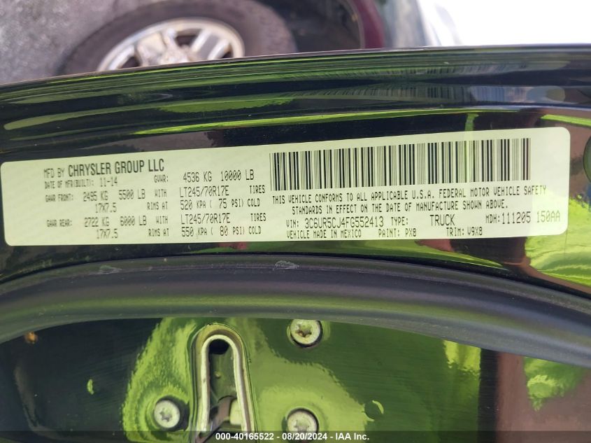 2015 Ram 2500 Tradesman VIN: 3C6UR5CJ4FG552413 Lot: 40165522