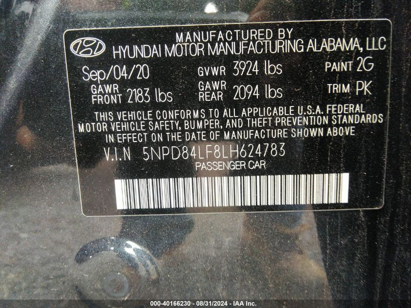 2020 HYUNDAI ELANTRA SEL - 5NPD84LF8LH624783