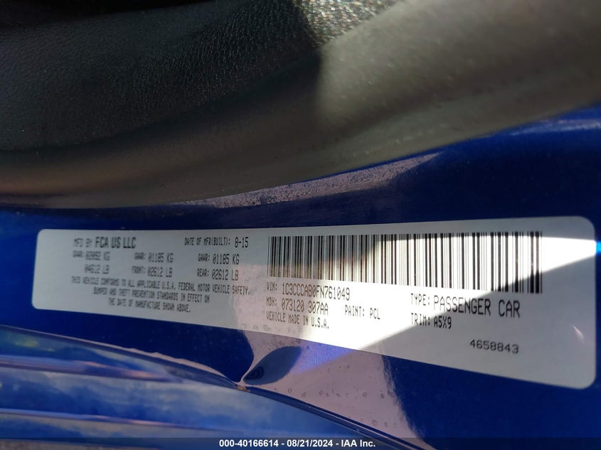 2015 CHRYSLER 200 LIMITED - 1C3CCCAB0FN761049