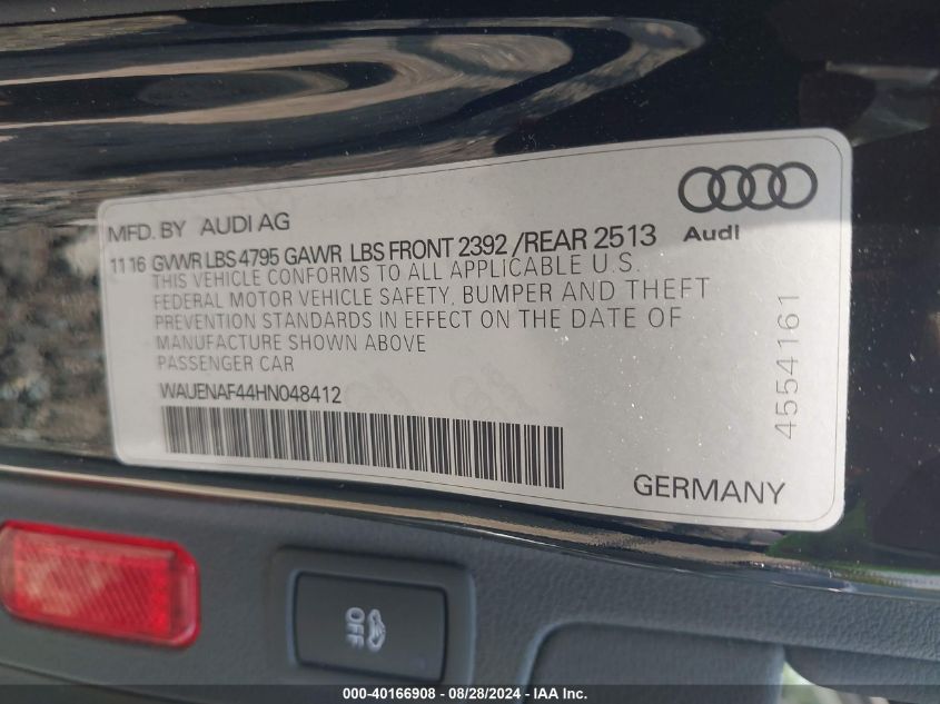 WAUENAF44HN048412 2017 Audi A4 2.0T Premium