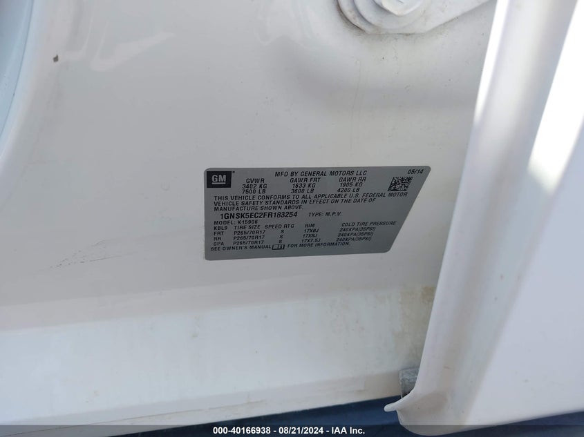 2015 CHEVROLET SUBURBAN 1500 COMMERCIAL FLEET - 1GNSK5EC2FR183254