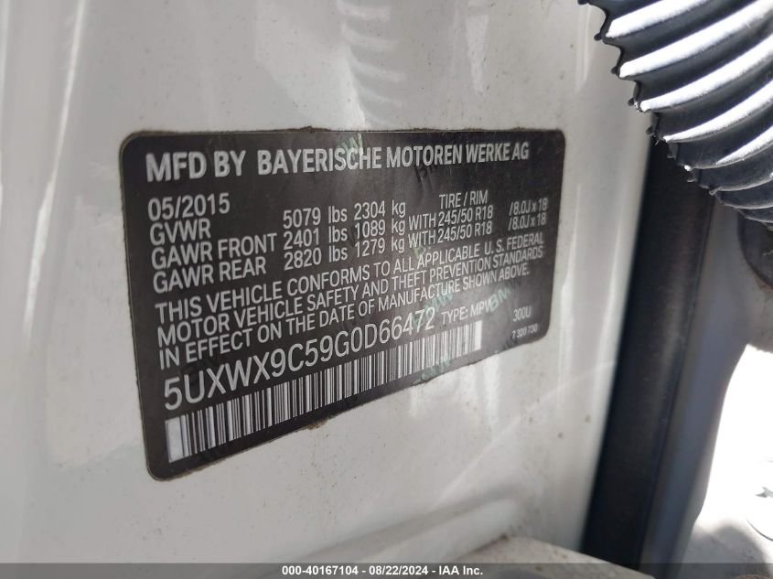 5UXWX9C59G0D66472 2016 BMW X3 xDrive28I