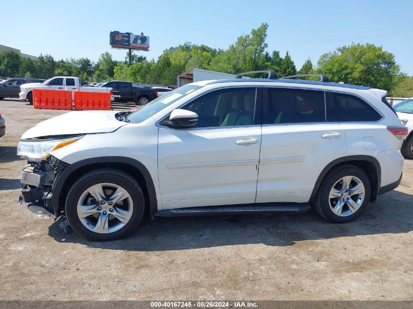 2015 Toyota Highlander Limited V6 VIN: 5TDDKRFH0FS077583 Lot: 40167245