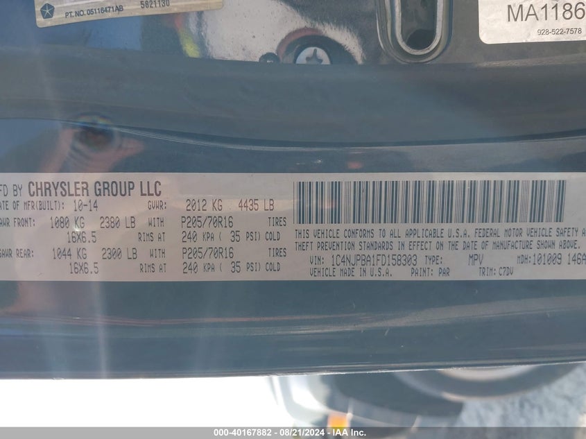 2015 JEEP PATRIOT SPORT - 1C4NJPBA1FD158303