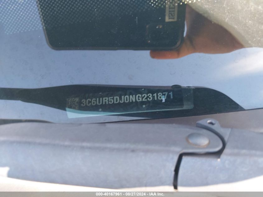 2022 Ram 2500 Big Horn 4X4 6'4 Box VIN: 3C6UR5DJ0NG231871 Lot: 40167961