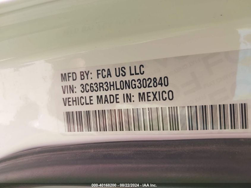 2022 Ram 3500 Big Horn 4X4 8' Box VIN: 3C63R3HL0NG302840 Lot: 40168200