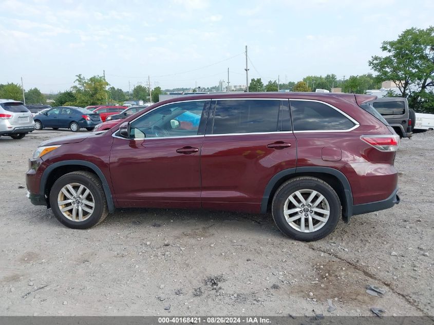 2016 Toyota Highlander Le V6 VIN: 5TDBKRFH6GS329362 Lot: 40168421