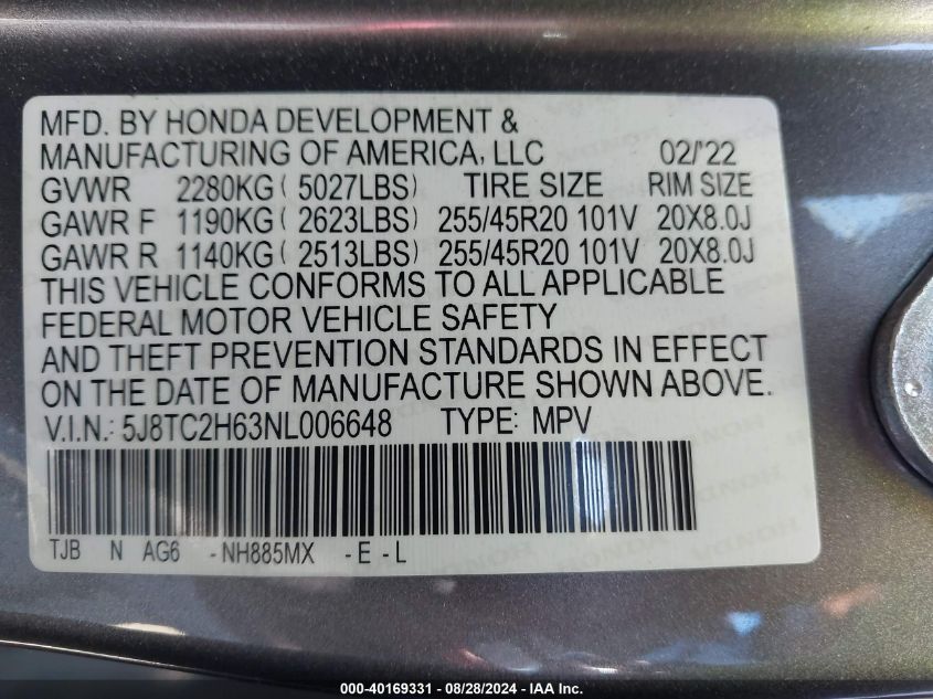 5J8TC2H63NL006648 2022 Acura Rdx A-Spec Package