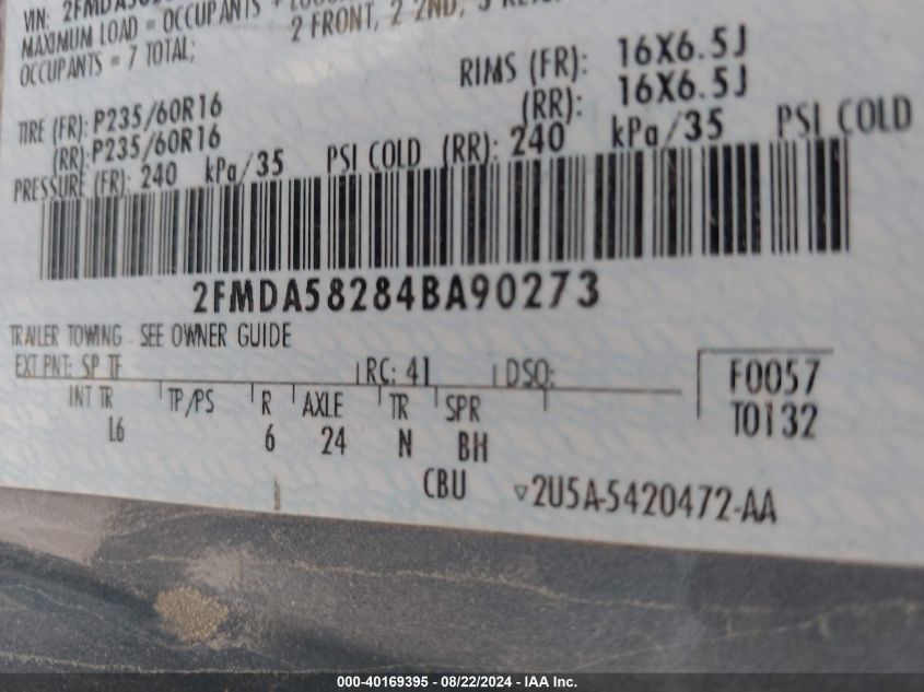 2004 Ford Freestar Limited VIN: 2FMDA58284BA90273 Lot: 40169395