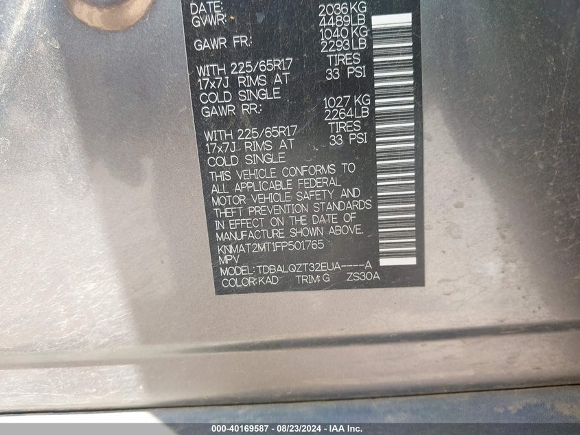 2015 NISSAN ROGUE SV - KNMAT2MT1FP501765