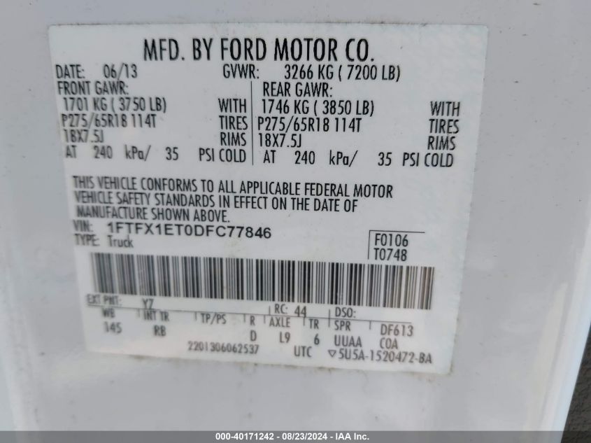 2013 FORD F-150 FX4 - 1FTFX1ET0DFC77846