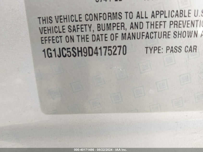 2013 CHEVROLET SONIC LT AUTO - 1G1JC5SH9D4175270