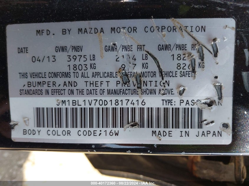 2013 MAZDA MAZDA3 I TOURING - JM1BL1V70D1817416