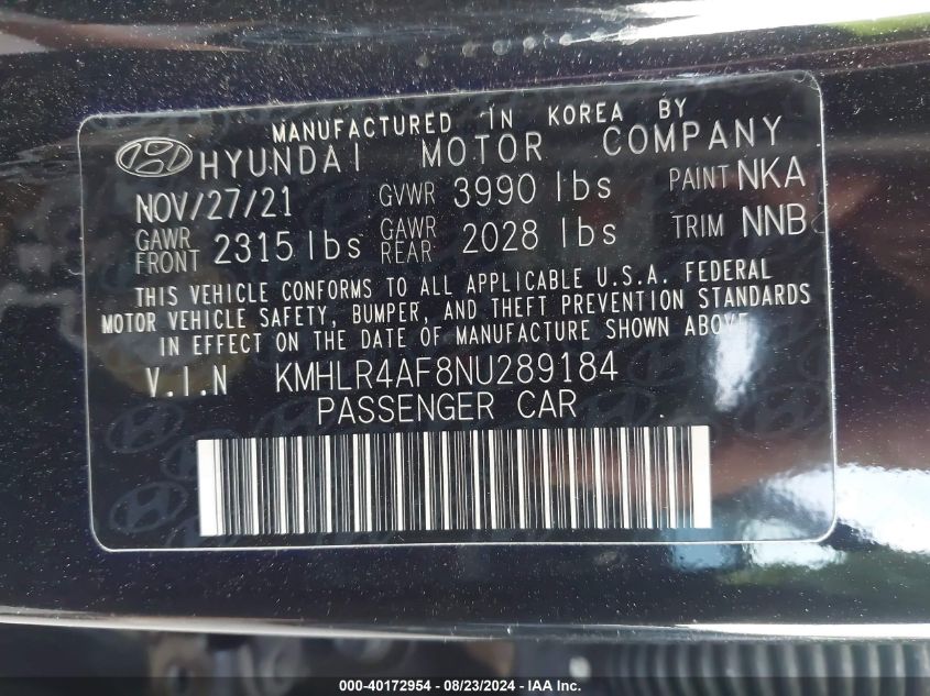 2022 Hyundai Elantra N Line VIN: KMHLR4AF8NU289184 Lot: 40172954