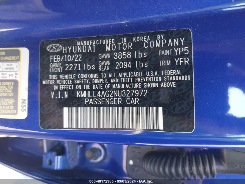 KMHLL4AG2NU327972 2022 Hyundai Elantra Se