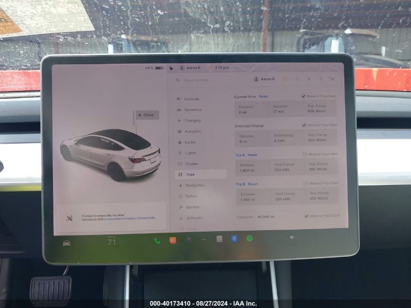 2019 Tesla Model 3 Long Range/Mid Range/Standard Range/Standard Range Plus VIN: 5YJ3E1EA7KF407601 Lot: 40173410