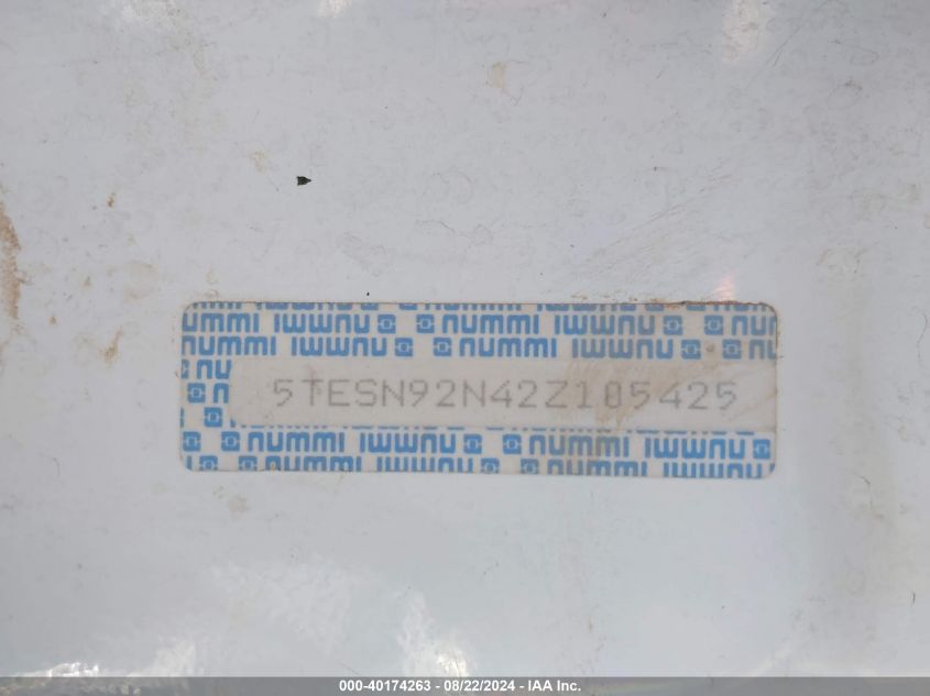 2002 Toyota Tacoma Prerunner V6 VIN: 5TESN92N42Z105425 Lot: 40174263