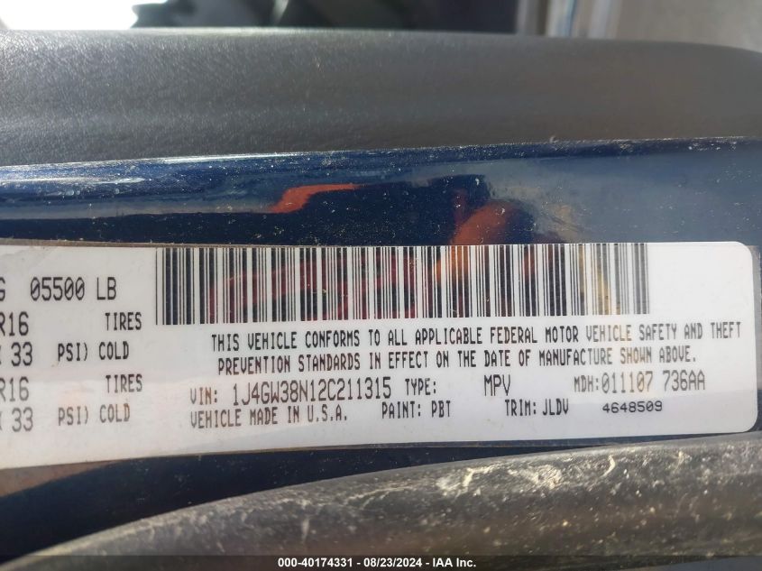 2002 Jeep Grand Cherokee Sport VIN: 1J4GW38N12C211315 Lot: 40174331