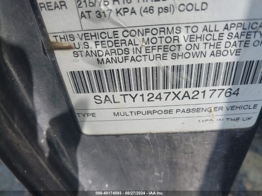 1999 Land Rover Discovery Series Ii VIN: SALTY1247XA217764 Lot: 40174593