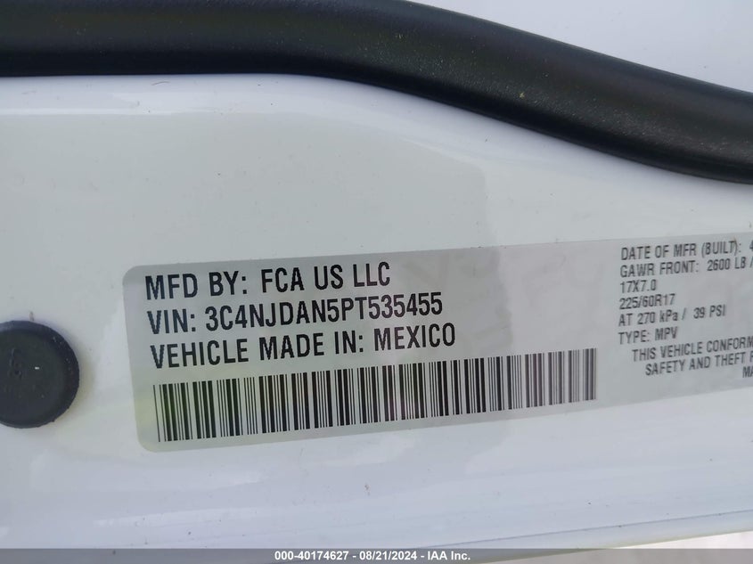 2023 Jeep Compass Sport 4X4 VIN: 3C4NJDAN5PT535455 Lot: 40174627