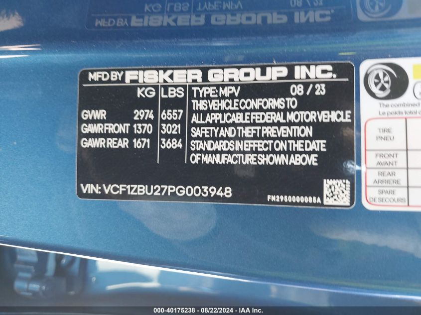 VCF1ZBU27PG003948 2023 Fisker Ocean Ocean One