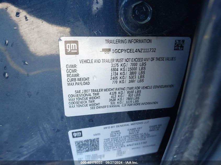 1GCPYCEL4NZ111732 2022 Chevrolet Silverado 1500 Ltd 4Wd Short Bed Custom Trail Boss