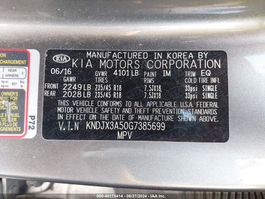 KNDJX3A50G7385699 2016 Kia Soul !