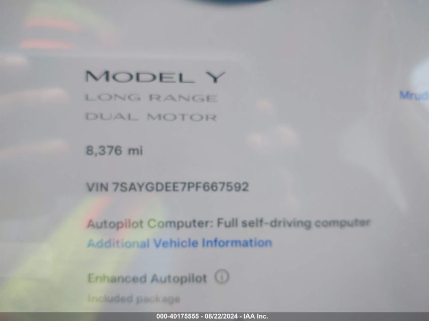 7SAYGDEE7PF667592 2023 Tesla Model Y