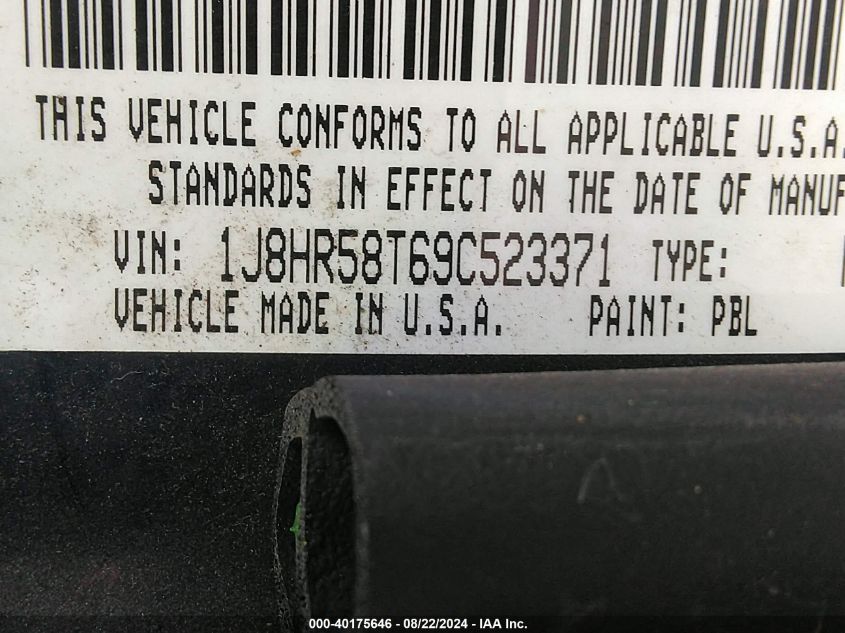 2009 Jeep Grand Cherokee Limited VIN: 1J8HR58T69C523371 Lot: 40175646