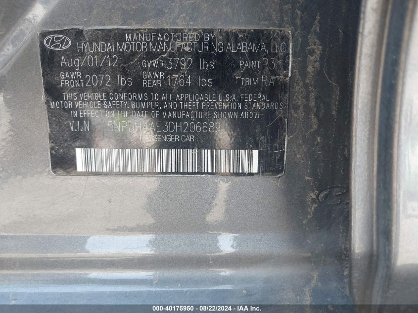 2013 HYUNDAI ELANTRA GLS - 5NPDH4AE3DH206689