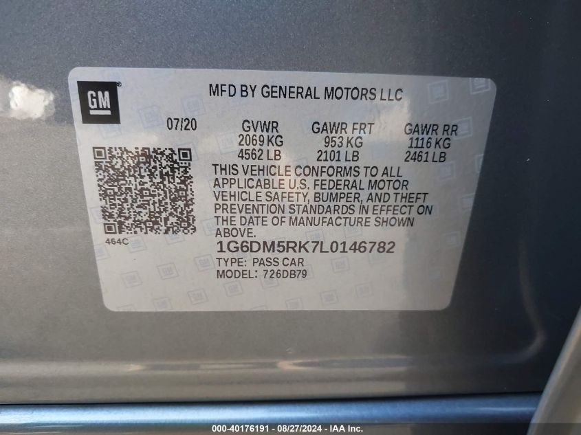 1G6DM5RK7L0146782 2020 Cadillac Ct5 Luxury