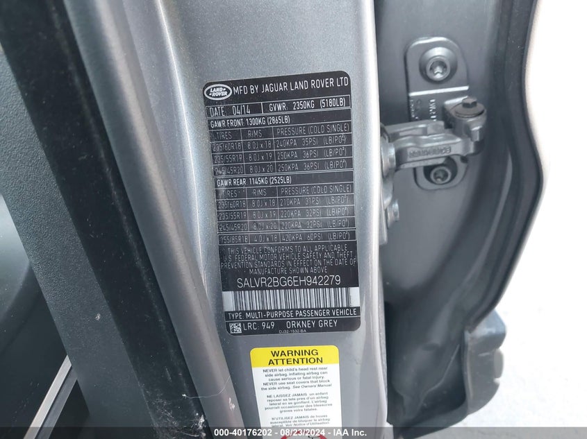 2014 LAND ROVER RANGE ROVER EVOQUE PURE - SALVR2BG6EH942279