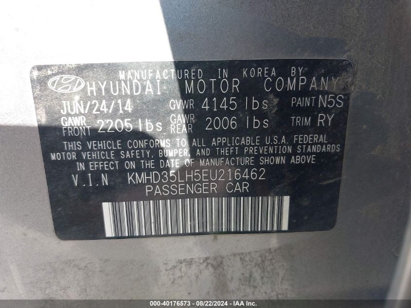 KMHD35LH5EU216462 2014 Hyundai Elantra Gt