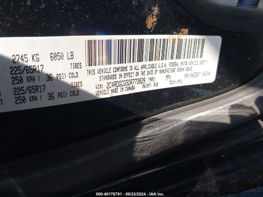 2013 Dodge Grand Caravan Sxt VIN: 2C4RDGCG5DR773829 Lot: 40176791