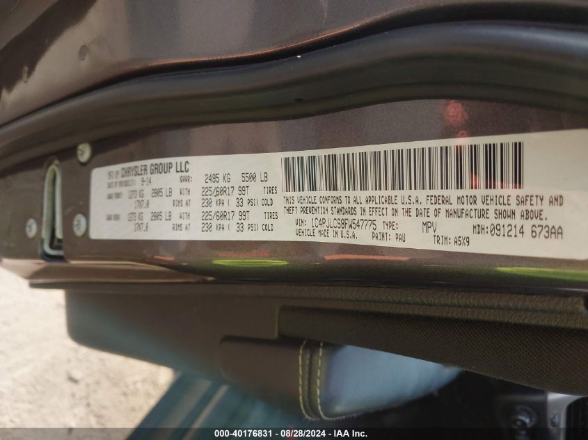 2015 Jeep Cherokee Latitude VIN: 1C4PJLCS8FW547775 Lot: 40176831