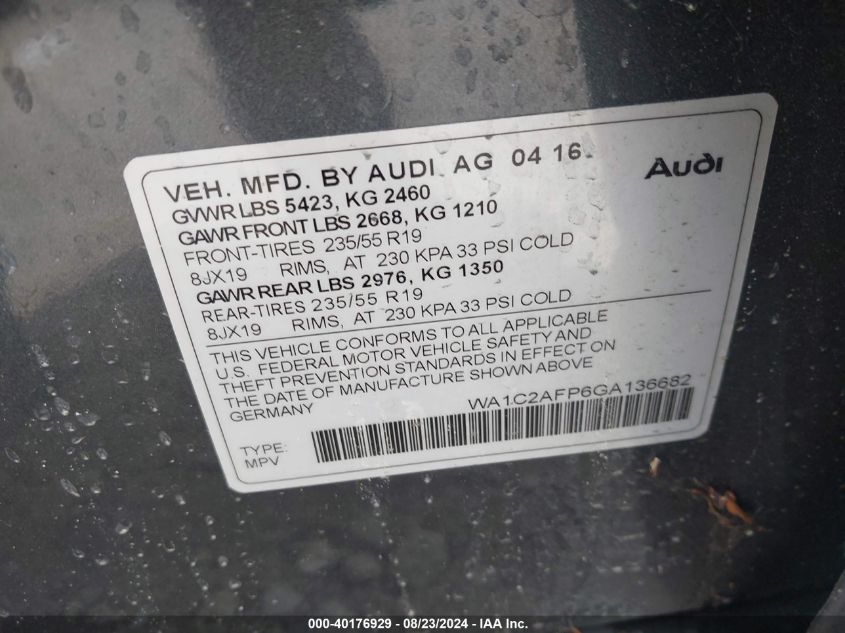 WA1C2AFP6GA136682 2016 Audi Q5 2.0T Premium