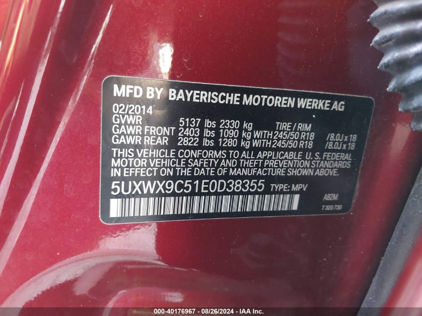 5UXWX9C51E0D38355 2014 BMW X3 xDrive28I