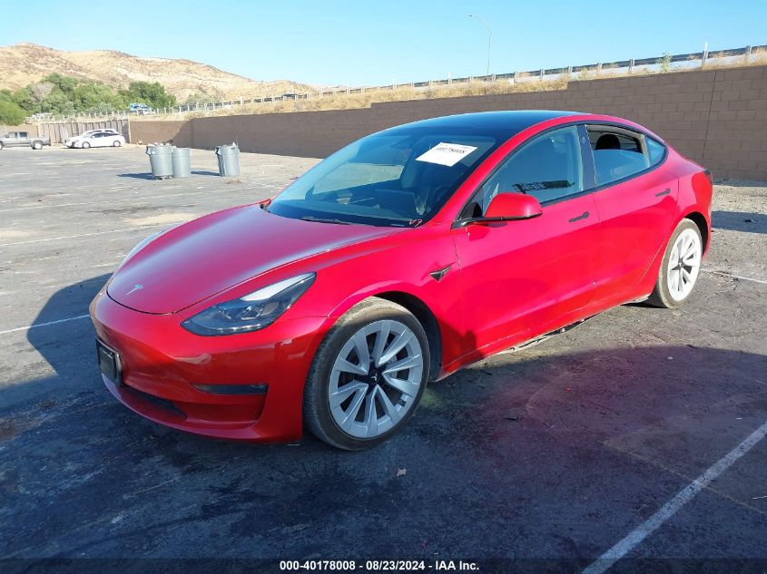 5YJ3E1EB2NF143930 2022 TESLA MODEL 3 - Image 2