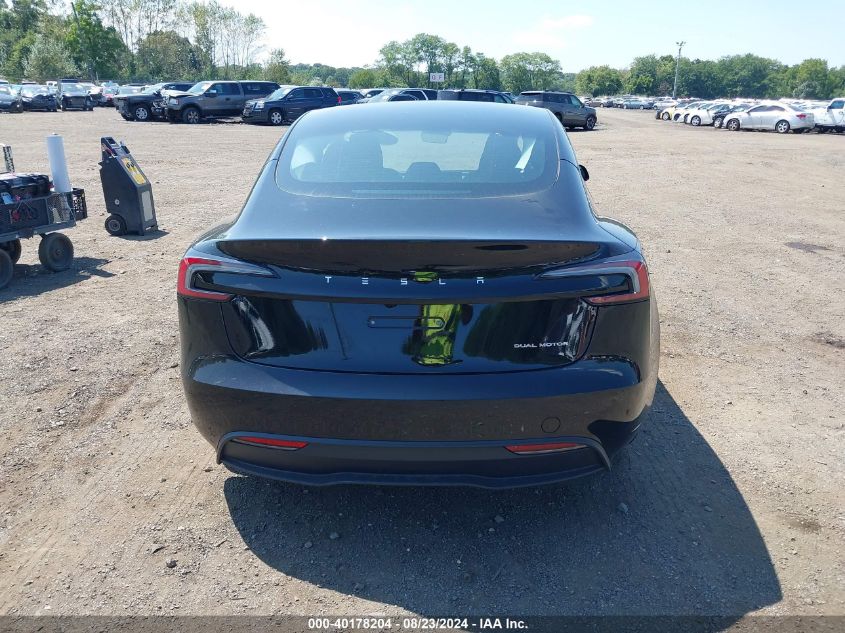 2024 Tesla Model 3 Long Range Dual Motor All-Wheel Drive VIN: 5YJ3E1EB2RF771394 Lot: 40178204