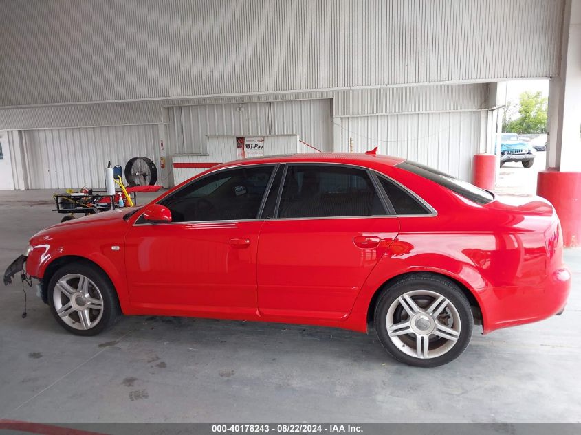 2008 Audi A4 2.0T VIN: WAUAF78E98A010086 Lot: 40178243