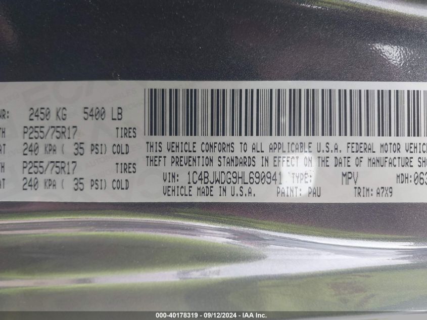 2017 JEEP WRANGLER UNLIMITED SPORT 4X4 - 1C4BJWDG9HL690941