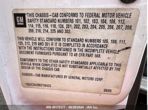 2006 Chevrolet Silverado 3500 C3500 VIN: 1GBJC34U96E126433 Lot: 40178377