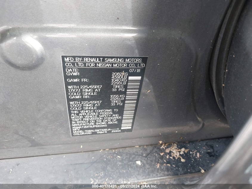 2018 NISSAN ROGUE SV - KNMAT2MT8JP610345