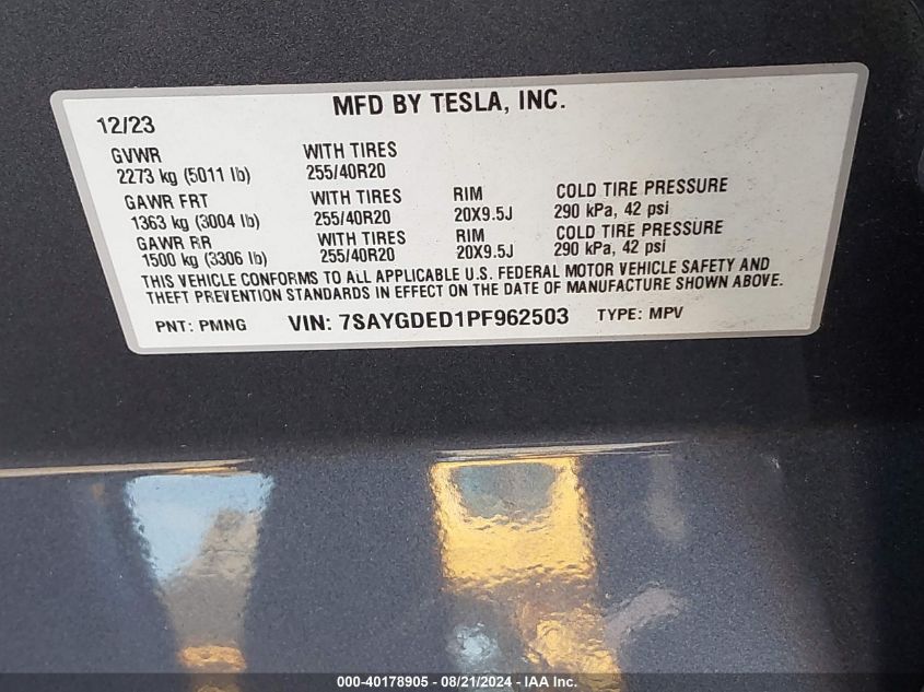 2023 TESLA MODEL Y RWD - 7SAYGDED1PF962503