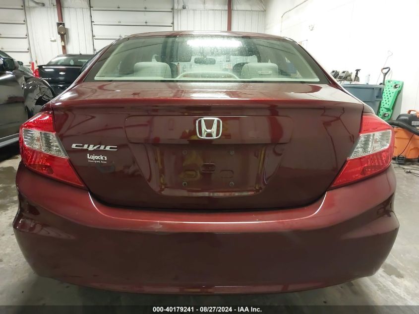 2012 Honda Civic Lx VIN: 19XFB2F51CE091147 Lot: 40179241