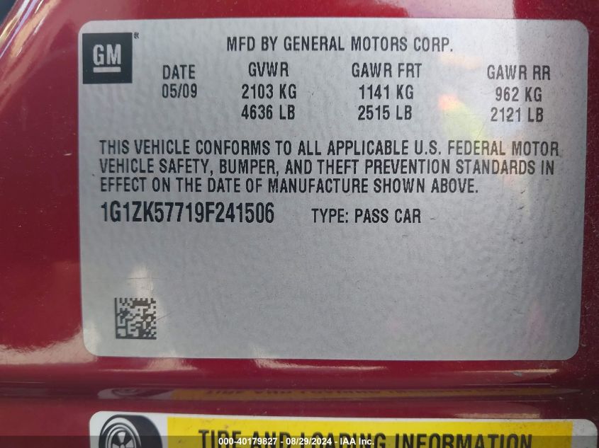 1G1ZK57719F241506 2009 Chevrolet Malibu Ltz